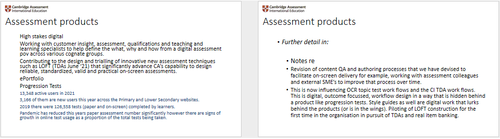 Assessment products