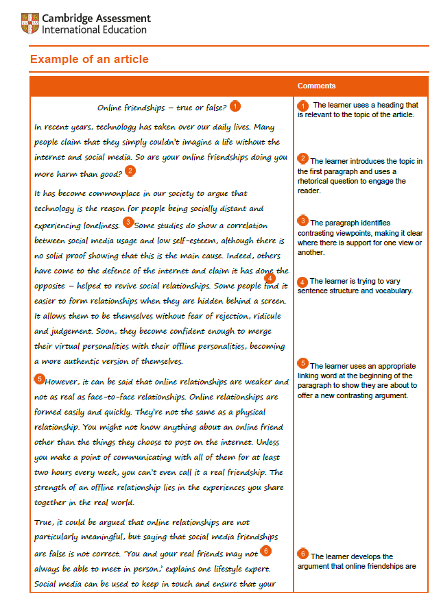 how to write and article gcse