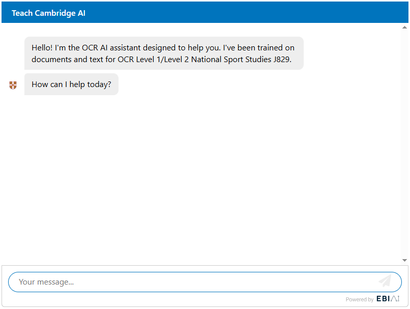 AI Assistant for Cambridge OCR Sports Studies